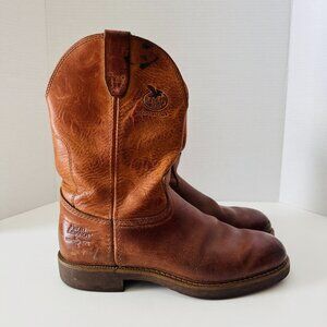 Georgia Boot Comfort Core Carbo-Tec Wellington Brown Leather Work Boot Pull On F